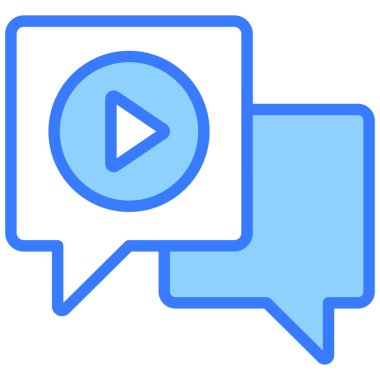 Görüntülü sohbet simgesi. Kullanıcı arayüzü Vektör İllüstrasyonu, Satır Sanatı Biçiminde Basit Bir Vektör İşareti ve Moda Sembolü olarak, Tasarım ve Web Siteleri veya Mobil Uygulamalar için,