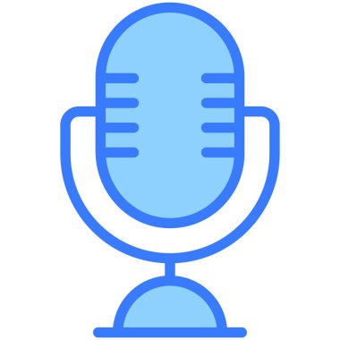 mikrofon simgesi. Kullanıcı arayüzü Vektör İllüstrasyonu, Satır Sanatı Biçiminde Basit Bir Vektör İşareti ve Moda Sembolü olarak, Tasarım ve Web Siteleri veya Mobil Uygulamalar için,