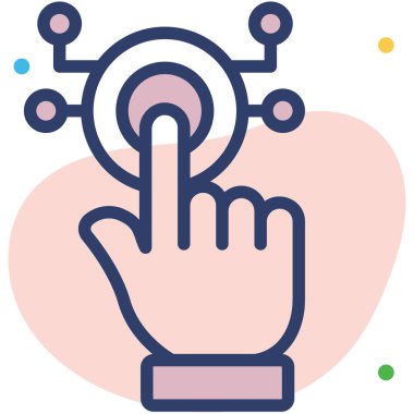 Parmak Tıklatma Simgesi. Kullanıcı arayüzü Vektör İllüstrasyonu, Satır Sanatı Biçiminde Basit Bir Vektör İşareti ve Moda Sembolü olarak, Tasarım ve Web Siteleri veya Mobil Uygulamalar için,