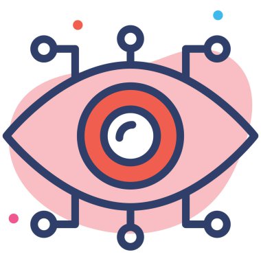 Siber Göz Simgesi. Kullanıcı arayüzü Vektör İllüstrasyonu, Satır Sanatı Biçiminde Basit Bir Vektör İşareti ve Moda Sembolü olarak, Tasarım ve Web Siteleri veya Mobil Uygulamalar için,