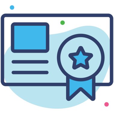 Sertifika Simgesi. Kullanıcı arayüzü Vektör İllüstrasyonu, Satır Sanatı Biçiminde Basit Bir Vektör İşareti ve Moda Sembolü olarak, Tasarım ve Web Siteleri veya Mobil Uygulamalar için,