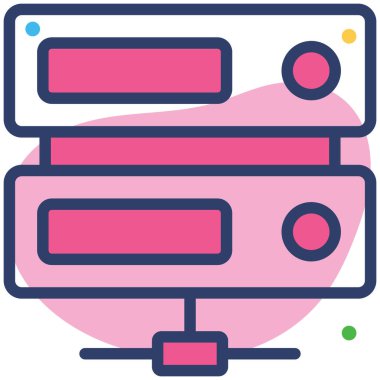 paylaşılan sunucu simgesi. Kullanıcı arayüzü Vektör İllüstrasyonu, Satır Sanatı Biçiminde Basit Bir Vektör İşareti ve Moda Sembolü olarak, Tasarım ve Web Siteleri veya Mobil Uygulamalar için,