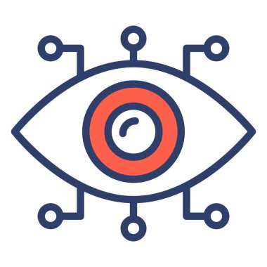 Siber Göz Simgesi. Kullanıcı arayüzü Vektör İllüstrasyonu, Satır Sanatı Biçiminde Basit Bir Vektör İşareti ve Moda Sembolü olarak, Tasarım ve Web Siteleri veya Mobil Uygulamalar için,