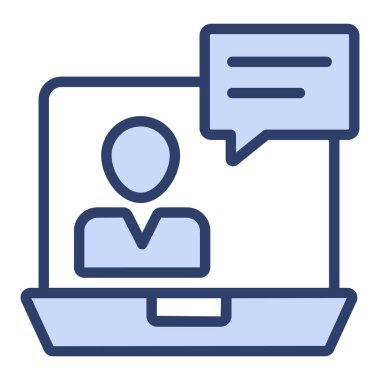 Telekonferans simgesi. Kullanıcı arayüzü Vektör İllüstrasyonu, Satır Sanatı Biçiminde Basit Bir Vektör İşareti ve Moda Sembolü olarak, Tasarım ve Web Siteleri veya Mobil Uygulamalar için,