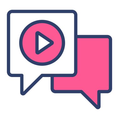 Görüntülü sohbet simgesi. Kullanıcı arayüzü Vektör İllüstrasyonu, Satır Sanatı Biçiminde Basit Bir Vektör İşareti ve Moda Sembolü olarak, Tasarım ve Web Siteleri veya Mobil Uygulamalar için,