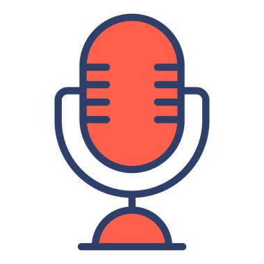 mikrofon simgesi. Kullanıcı arayüzü Vektör İllüstrasyonu, Satır Sanatı Biçiminde Basit Bir Vektör İşareti ve Moda Sembolü olarak, Tasarım ve Web Siteleri veya Mobil Uygulamalar için,