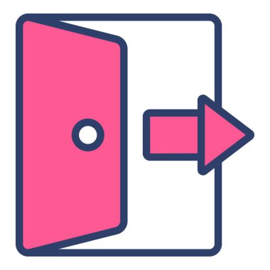 çıkış Simgesi. Kullanıcı arayüzü Vektör İllüstrasyonu, Satır Sanatı Biçiminde Basit Bir Vektör İşareti ve Moda Sembolü olarak, Tasarım ve Web Siteleri veya Mobil Uygulamalar için,