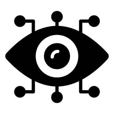 Siber Göz Simgesi. Kullanıcı arayüzü Vektör İllüstrasyonu, Satır Sanatı Biçiminde Basit Bir Vektör İşareti ve Moda Sembolü olarak, Tasarım ve Web Siteleri veya Mobil Uygulamalar için,