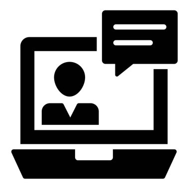 Telekonferans simgesi. Kullanıcı arayüzü Vektör İllüstrasyonu, Satır Sanatı Biçiminde Basit Bir Vektör İşareti ve Moda Sembolü olarak, Tasarım ve Web Siteleri veya Mobil Uygulamalar için,