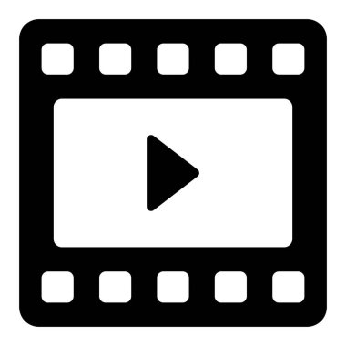 Film şeridi ikonu. Kullanıcı arayüzü Vektör İllüstrasyonu, Satır Sanatı Biçiminde Basit Bir Vektör İşareti ve Moda Sembolü olarak, Tasarım ve Web Siteleri veya Mobil Uygulamalar için,