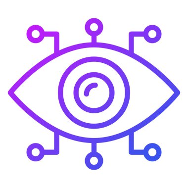 Siber Göz Simgesi. Kullanıcı arayüzü Vektör İllüstrasyonu, Satır Sanatı Biçiminde Basit Bir Vektör İşareti ve Moda Sembolü olarak, Tasarım ve Web Siteleri veya Mobil Uygulamalar için,