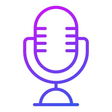 mikrofon simgesi. Kullanıcı arayüzü Vektör İllüstrasyonu, Satır Sanatı Biçiminde Basit Bir Vektör İşareti ve Moda Sembolü olarak, Tasarım ve Web Siteleri veya Mobil Uygulamalar için,