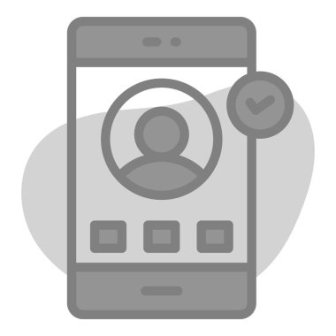 mobil hesap simgesi. Kullanıcı arayüzü Vektör İllüstrasyonu, Satır Sanatı Biçiminde Basit Bir Vektör İşareti ve Moda Sembolü olarak, Tasarım ve Web Siteleri veya Mobil Uygulamalar için