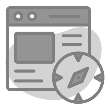 Web navigatörü Simgesi. Kullanıcı arayüzü Vektör İllüstrasyonu, Satır Sanatı Biçiminde Basit Bir Vektör İşareti ve Moda Sembolü olarak, Tasarım ve Web Siteleri veya Mobil Uygulamalar için,