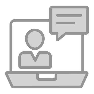 Telekonferans simgesi. Kullanıcı arayüzü Vektör İllüstrasyonu, Satır Sanatı Biçiminde Basit Bir Vektör İşareti ve Moda Sembolü olarak, Tasarım ve Web Siteleri veya Mobil Uygulamalar için,