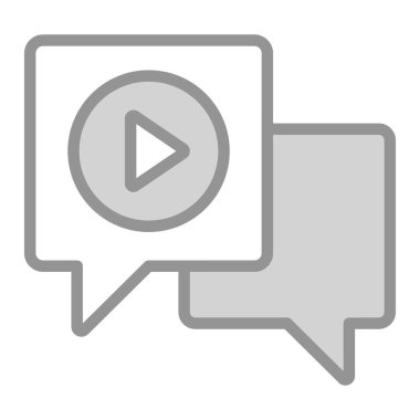 Görüntülü sohbet simgesi. Kullanıcı arayüzü Vektör İllüstrasyonu, Satır Sanatı Biçiminde Basit Bir Vektör İşareti ve Moda Sembolü olarak, Tasarım ve Web Siteleri veya Mobil Uygulamalar için,