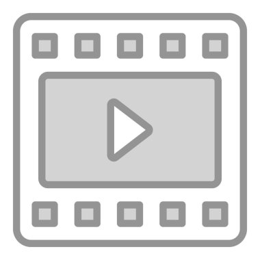 Film şeridi ikonu. Kullanıcı arayüzü Vektör İllüstrasyonu, Satır Sanatı Biçiminde Basit Bir Vektör İşareti ve Moda Sembolü olarak, Tasarım ve Web Siteleri veya Mobil Uygulamalar için,