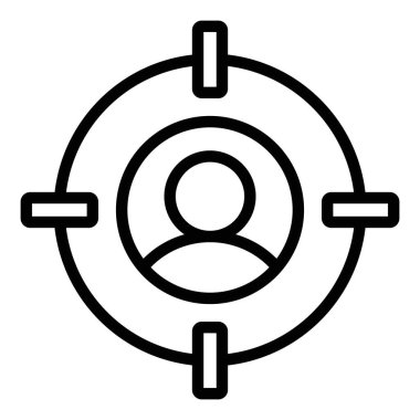 hedef kullanıcı simgesi. Kullanıcı arayüzü Vektör İllüstrasyonu, Satır Sanatı Biçiminde Basit Bir Vektör İşareti ve Moda Sembolü olarak, Tasarım ve Web Siteleri veya Mobil Uygulamalar için