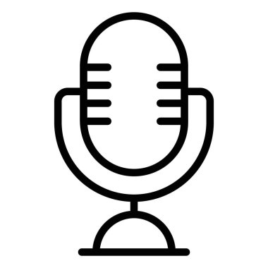 mikrofon simgesi. Kullanıcı arayüzü Vektör İllüstrasyonu, Satır Sanatı Biçiminde Basit Bir Vektör İşareti ve Moda Sembolü olarak, Tasarım ve Web Siteleri veya Mobil Uygulamalar için,