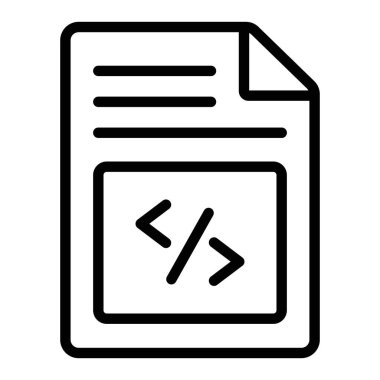 Simge kodlanıyor. Kullanıcı arayüzü Vektör İllüstrasyonu, Satır Sanatı Biçiminde Basit Bir Vektör İşareti ve Moda Sembolü olarak, Tasarım ve Web Siteleri veya Mobil Uygulamalar için,