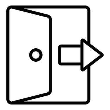 çıkış Simgesi. Kullanıcı arayüzü Vektör İllüstrasyonu, Satır Sanatı Biçiminde Basit Bir Vektör İşareti ve Moda Sembolü olarak, Tasarım ve Web Siteleri veya Mobil Uygulamalar için,