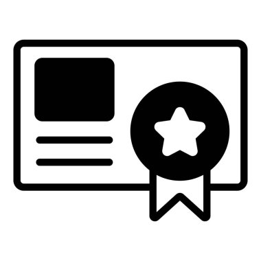 Sertifika Simgesi. Kullanıcı arayüzü Vektör İllüstrasyonu, Satır Sanatı Biçiminde Basit Bir Vektör İşareti ve Moda Sembolü olarak, Tasarım ve Web Siteleri veya Mobil Uygulamalar için,