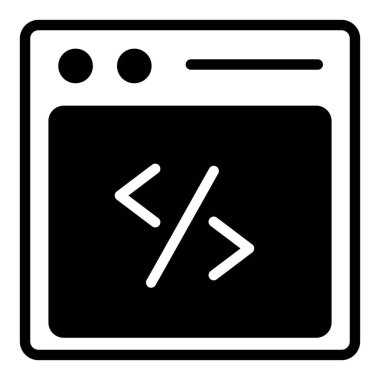 Simge programlanıyor. Kullanıcı arayüzü Vektör İllüstrasyonu, Satır Sanatı Biçiminde Basit Bir Vektör İşareti ve Moda Sembolü olarak, Tasarım ve Web Siteleri veya Mobil Uygulamalar için,