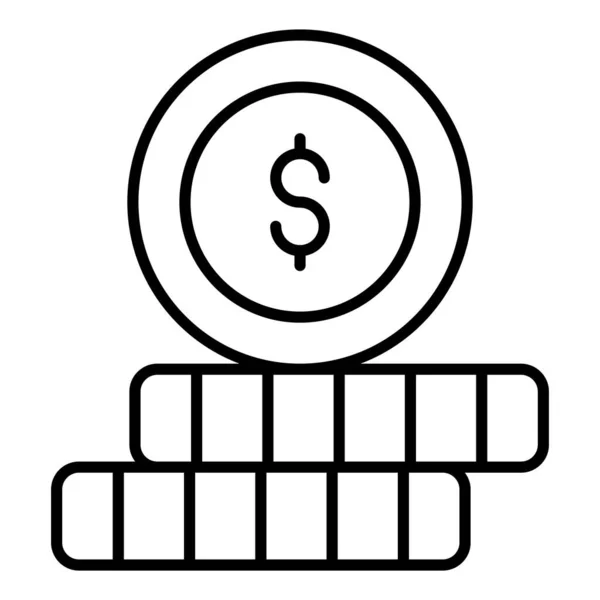 Moedas Finanças Relacionadas Vector Line Icon Pixel Curso Editável Perfeito — Vetor de Stock
