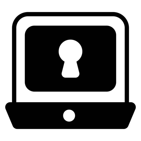 Laptop Segurança Finanças Relacionadas Vector Line Icon Pixel Curso Editável — Vetor de Stock