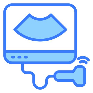Ultrason Makinesi Sağlık Servisi Tıbbi, vektör grafik resimleme simgesi.