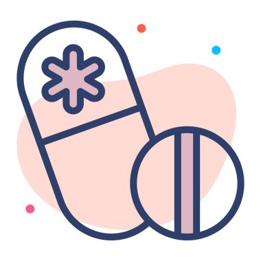 Sağlık sigortası hapları, vektör grafik resimleme simgesi.