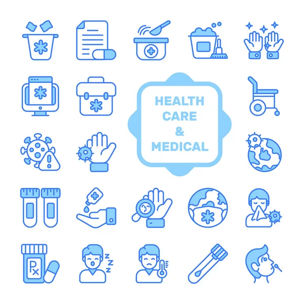 医療とヘルスケア ベクトルアイコンのセット プレミアム品質のシンボル モバイルやウェブアプリの医療や健康の要素は — ストックベクタ