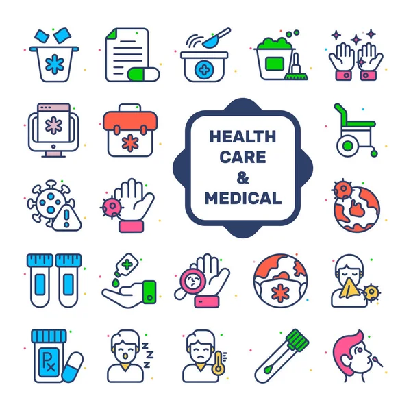 Set Icone Vettoriali Mediche Sanitarie Simboli Qualità Premium Medicina Elementi — Vettoriale Stock