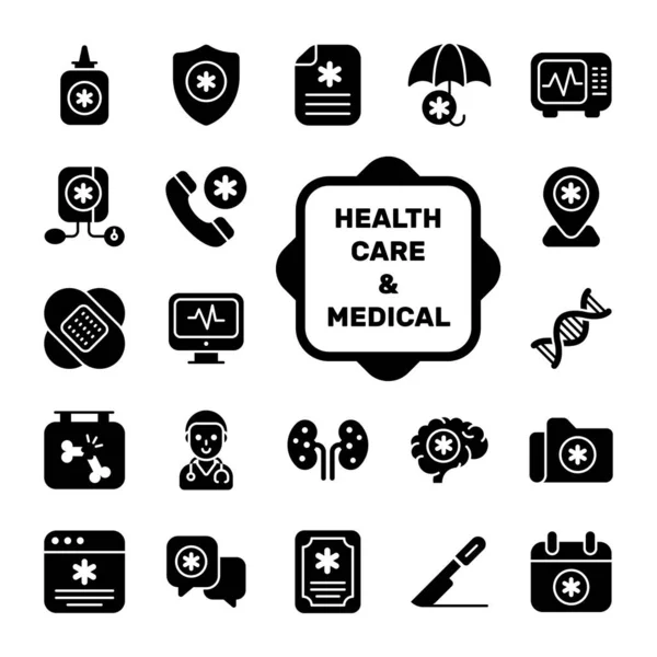 Conjunto Médicos Sanitarios Iconos Vectoriales Símbolos Calidad Premium Elementos Medicina — Archivo Imágenes Vectoriales