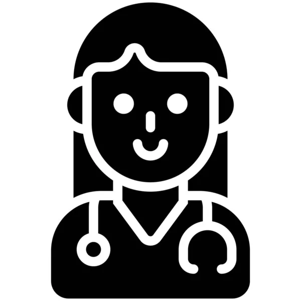 Lady Doctor Healthcare Medical Векторная Графическая Икона — стоковый вектор