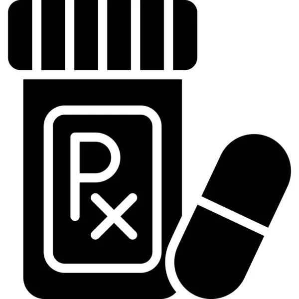 Χάπια Μπουκάλι Υγείας Ιατρική Διανυσματική Γραφική Απεικόνιση Εικονίδιο — Διανυσματικό Αρχείο