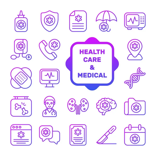 Conjunto Médicos Sanitarios Iconos Vectoriales Símbolos Calidad Premium Elementos Medicina — Archivo Imágenes Vectoriales