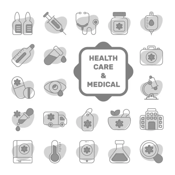 Ensemble Soins Médicaux Santé Icônes Vectorielles Symboles Qualité Premium Médecine — Image vectorielle