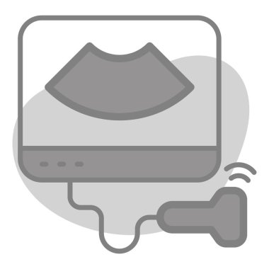 Ultrason Makinesi Sağlık Servisi Tıbbi, vektör grafik resimleme simgesi.