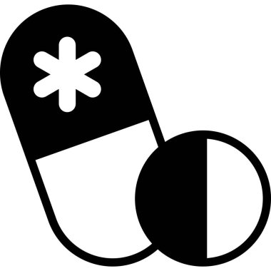 Sağlık sigortası hapları, vektör grafik resimleme simgesi.