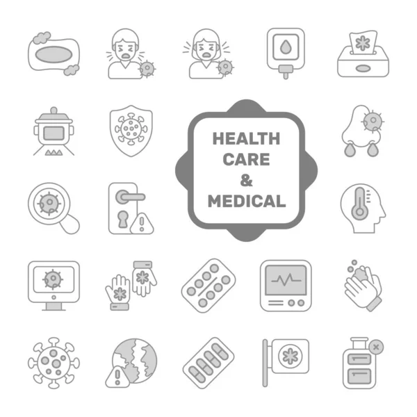 Set Icone Vettoriali Mediche Sanitarie Simboli Qualità Premium Medicina Elementi — Vettoriale Stock