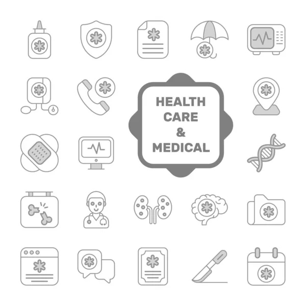 Conjunto Médicos Sanitarios Iconos Vectoriales Símbolos Calidad Premium Elementos Medicina — Vector de stock