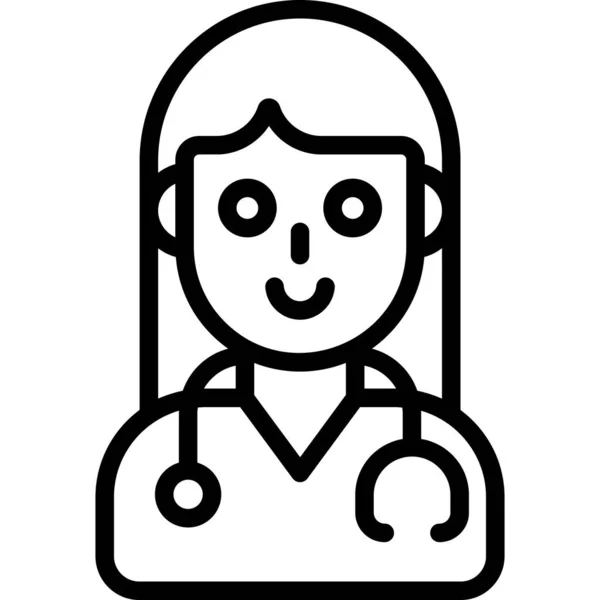 Lady Doctor Sjukvård Medicin Vektor Grafisk Illustration Ikon — Stock vektor