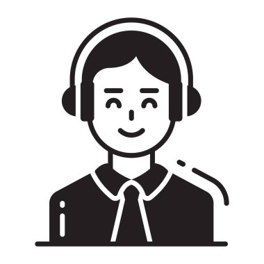 Müşteri Desteği simgesi, tek Avatar vektör illüstrasyonu