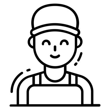 işçi simgesi, tek Avatar vektör illüstrasyonu