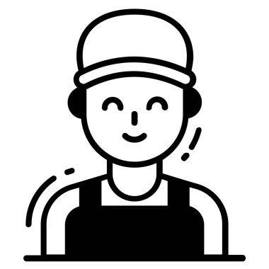 işçi simgesi, tek Avatar vektör illüstrasyonu