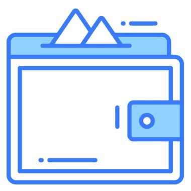 Cüzdan simgesi, moda biçimi, Beyaz Arkaplanda izole edilmiş, Stock vektör çizimleri.