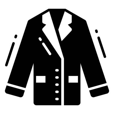 palto simgesi, moda biçimi, Beyaz Arkaplanda izole edilmiş, Stock vektör çizimleri.