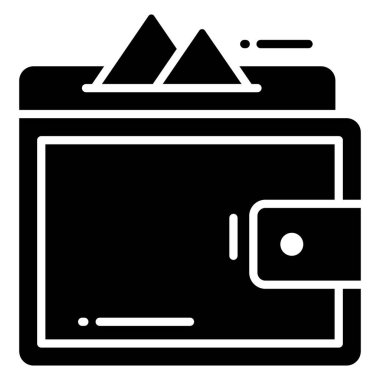 Cüzdan simgesi, moda biçimi, Beyaz Arkaplanda izole edilmiş, Stock vektör çizimleri.