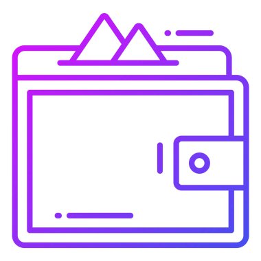 Cüzdan simgesi, moda biçimi, Beyaz Arkaplanda izole edilmiş, Stock vektör çizimleri.